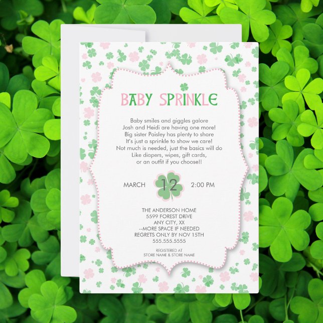 St patrick's day GIRL Baby Sprinkle Inbjudningar (Skapare uppladdad)