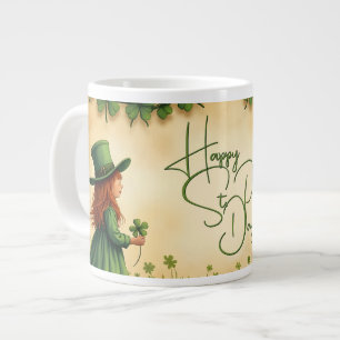 St. Patrick's Day Girl med Shamrocks Jumbo Mugg