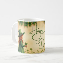 St. Patrick's Day Girl med Shamrocks Kaffemugg