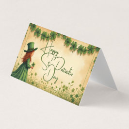 St. Patrick's Day Girl med Shamrocks Kort
