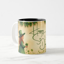 St. Patrick's Day Girl med Shamrocks Två-Tonad Mugg