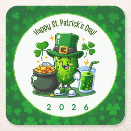 St Patricks Day Glad Gurka Underlägg Papper Kvadrat