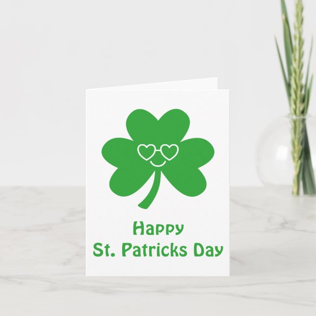 St. Patrick's Day Glad Smil Shamrock Klöver Helgkort (Framsida)