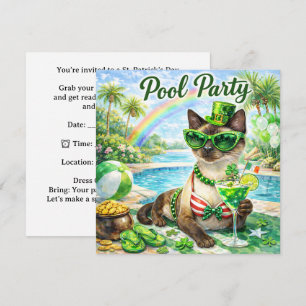 St. Patrick's Day Glam katt poolparty Inbjudningar