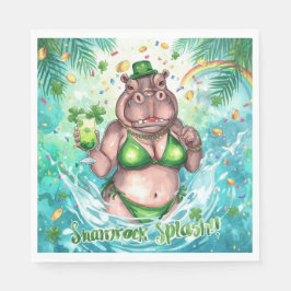 St. Patrick's Day Glamourflodhäst Bikini i poolen Pappersservett