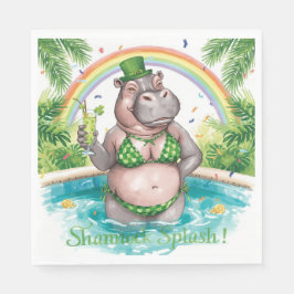 St. Patrick's Day Glamourflodhäst Bikini i poolen Pappersservett