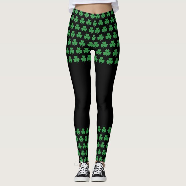 St. Patrick's Day Glitter Shamrock Cutout Leggings (Framsida)