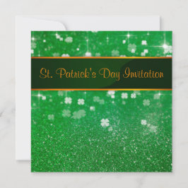 St. Patrick's Day Glitter Shamrock Inbjudningar