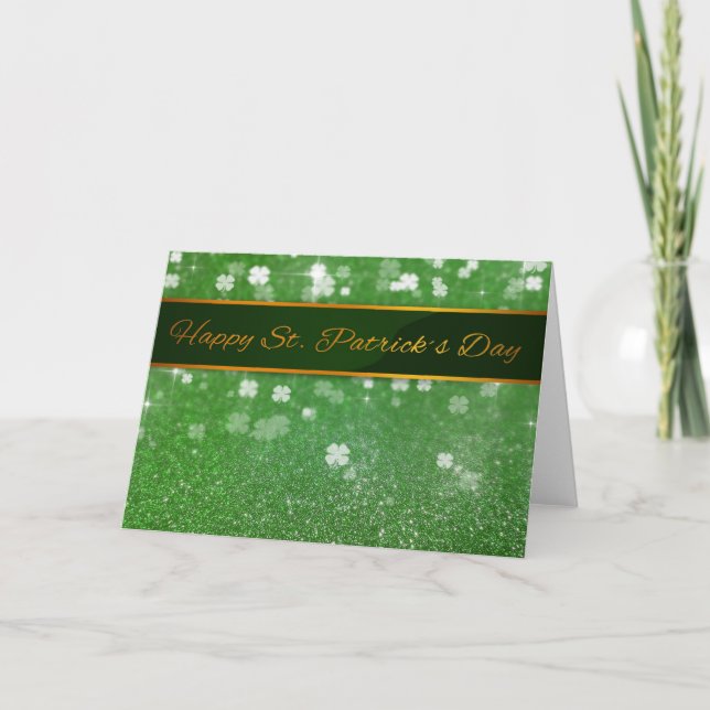 St. Patrick's Day Glitter Shamrock Kort (Framsida)