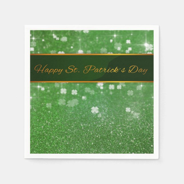 St. Patrick's Day Glitter Shamrock Pappersservett (Framsidan)