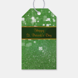 St. Patrick's Day Glitter Shamrock Presentetikett