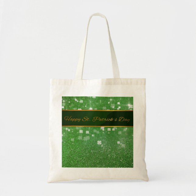 St. Patrick's Day Glitter Shamrock Tygkasse (Framsidan)
