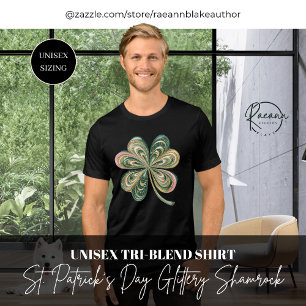 St. Patrick's Day Glitter Shamrock Unisex T Shirt