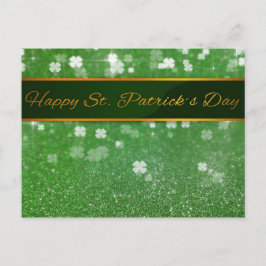 St. Patrick's Day Glitter Shamrock Vykort