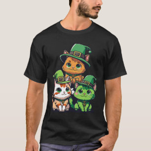 St Patricks Day Gnom Katter och Leprechaun Katt T Shirt