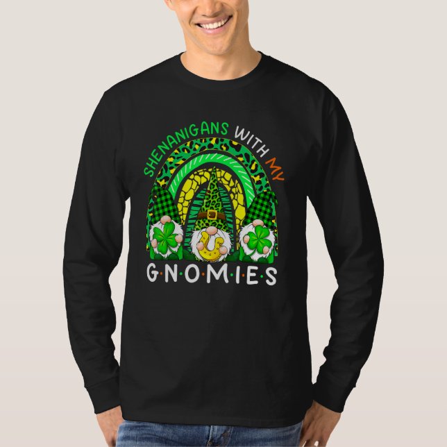 St Patricks Day Gnome Let Shenanigans Begin Shamro T Shirt (Framsida)