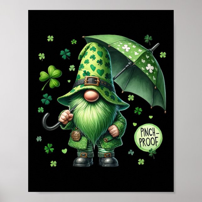 St patricks day Gnome med Grönt Beard Funny Pinch Poster (Framsidan)