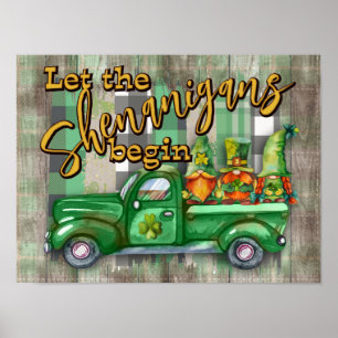St. Patrick's Day Gnomes in Lastbil Shenanigans Poster