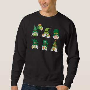 St patricks day Gnomes Shamrock Horseshoe Beer Fla Lång Ärmad Tröja