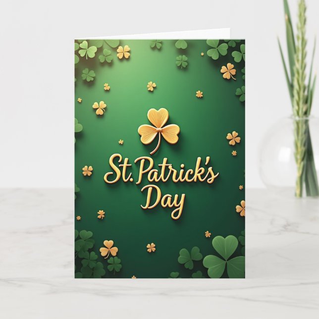 St Patricks Day Gold Clover Card Kort (Framsida)