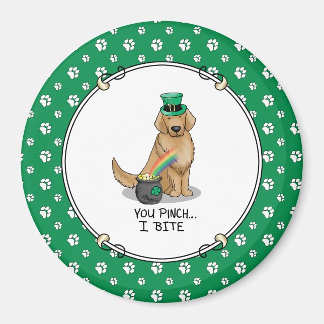 St. Patrick's Day Golden Retriever Hund Magnet (Framsidan)