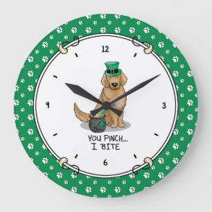St. Patrick's Day Golden Retriever Hund Stor Klocka