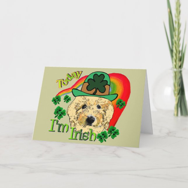 St patricks day Goldendoodle Kort (Framsida)