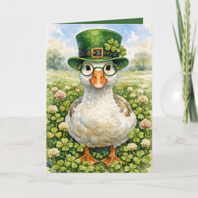 St. Patrick's Day Goose With Glasses Kort (Framsida)