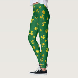 St patrick's day görar grön guld- irländska leggings