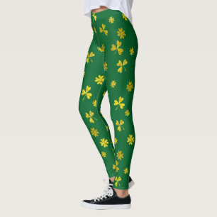 St patrick's day görar grön guld- irländska leggings