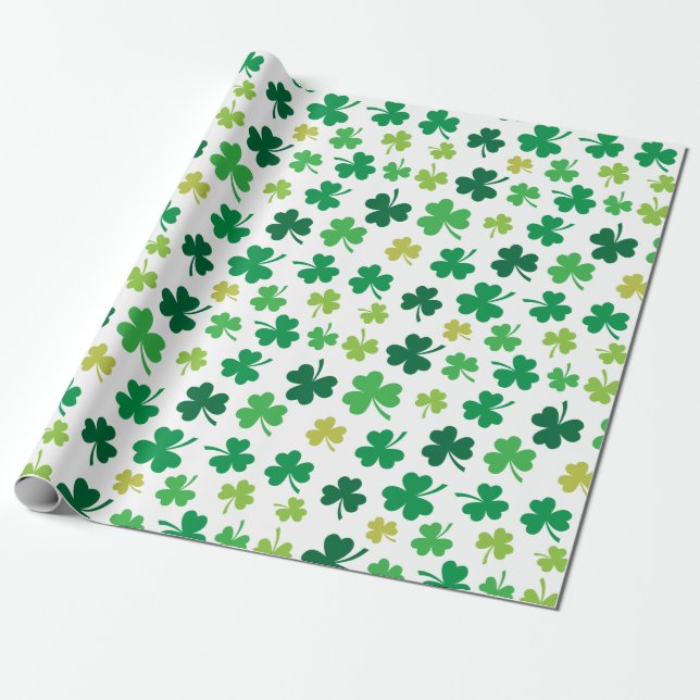 St patricks day görar grön Shamrockklövermönster Presentpapper (Utrullad)