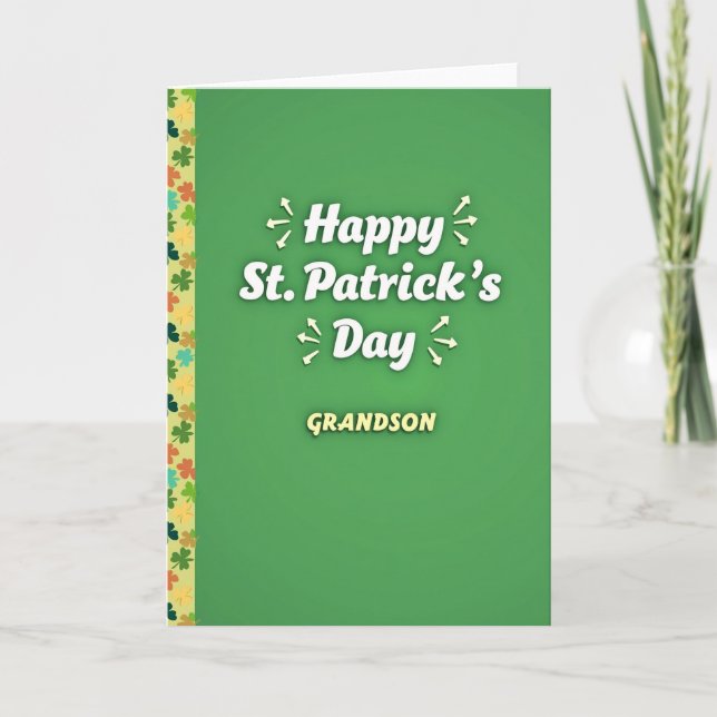 St Patricks Day Grandson Card Kort (Framsida)
