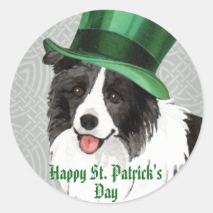St. Patrick's Day Gräns Collie Runt Klistermärke