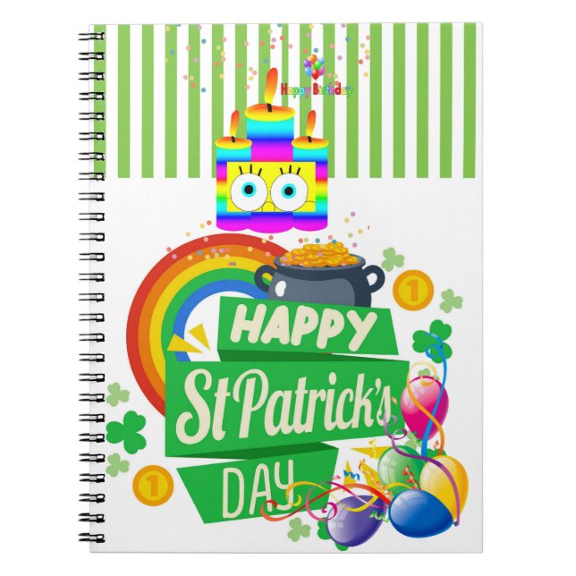 St. Patrick's Day Grattis på födelsedagen-anteckni Anteckningsbok (Framsidan)
