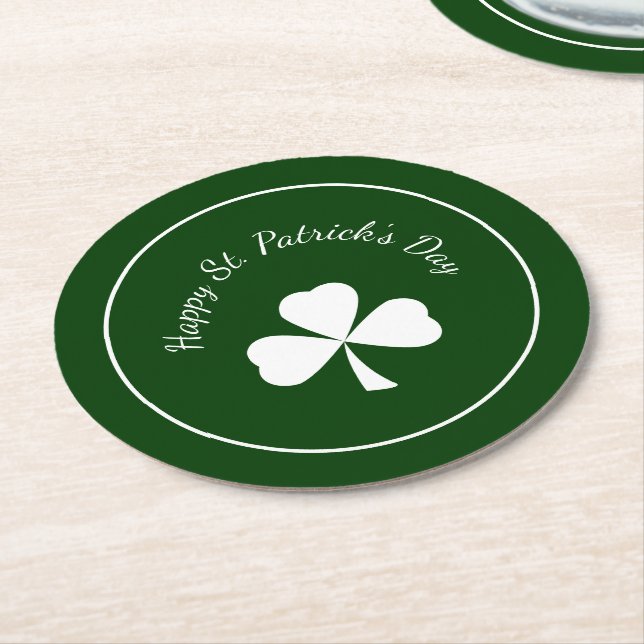 St. Patrick's Day Green shamrock Cute Clover Underlägg Papper Rund (Vinklad)