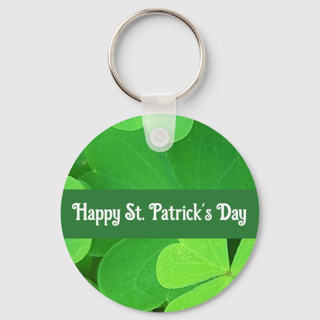 St. Patrick's Day Green Shamrocks and Clovers      Nyckelring (Framsida)