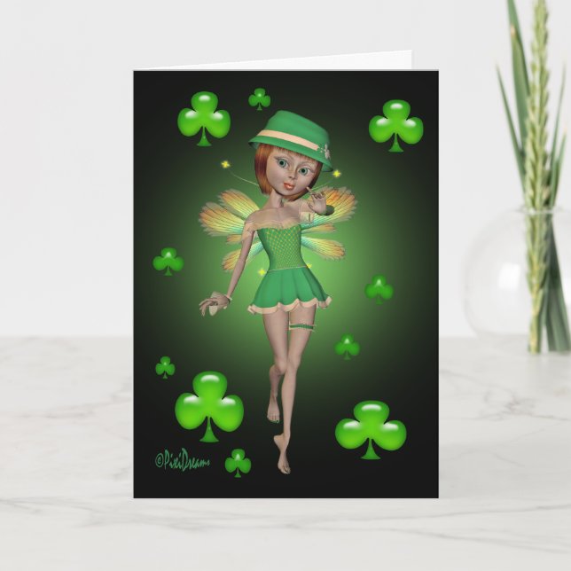St. Patrick's Day Greeting Card - Irish Pixie Kort (Framsida)