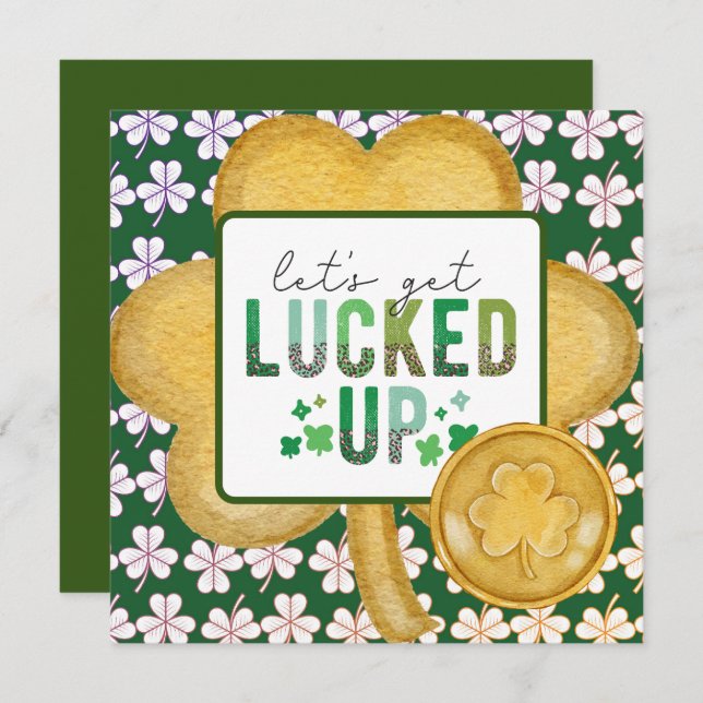 St. Patrick's Day Greeting Card LUCKY UP Julkort (Fram/baksida)