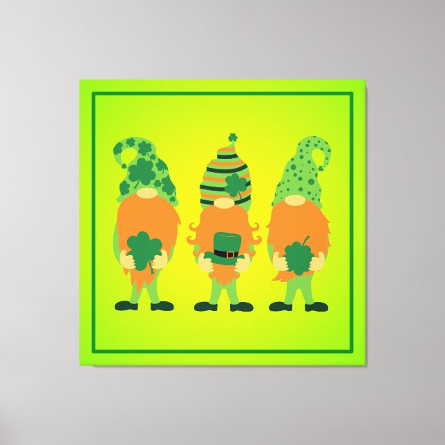St. Patrick's Day Grnomes Canvastryck (Framsida)