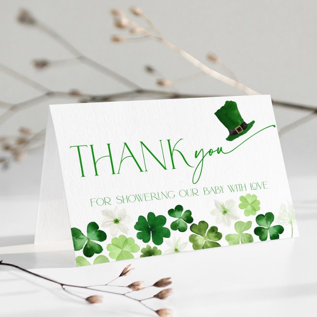 St. Patricks Day Grön Bebis Shower Tack Kort (St. Patricks Day Thank You Card)