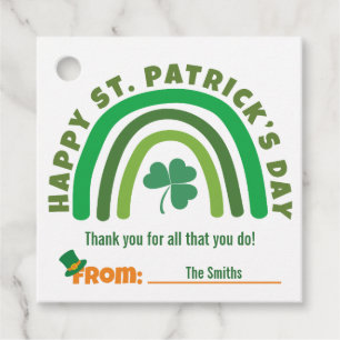 St Patrick's Day - Grön Boho Regnbåge Klöver Gåvor Etiketter