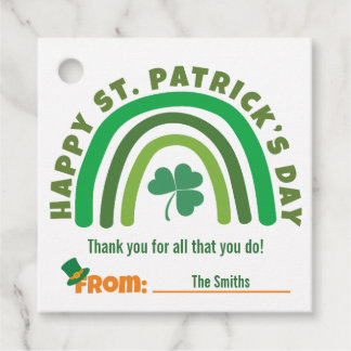 St Patrick's Day - Grön Boho Regnbåge Klöver Gåvor Etiketter