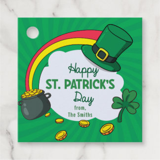 St Patricks Day - Grön Klöver Regnbåge Gåvor Etiketter