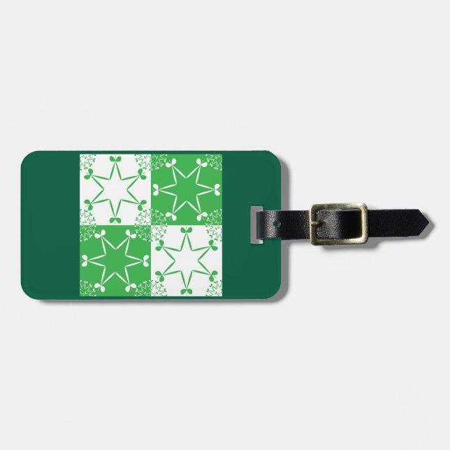 St Patricks Day Grön Klöver Stjärna Geometrisk Bagagebricka (Horisontell Framsida)