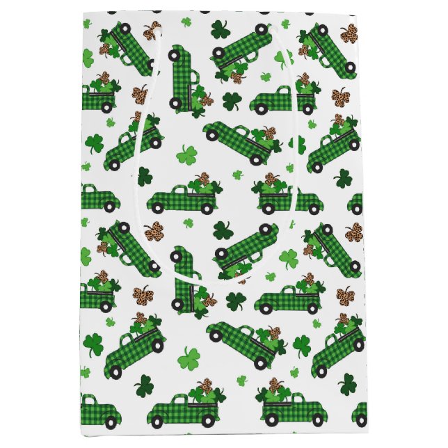 St Patricks Day Grön Rutig Lastbil Klöverblad  (Framsidan)