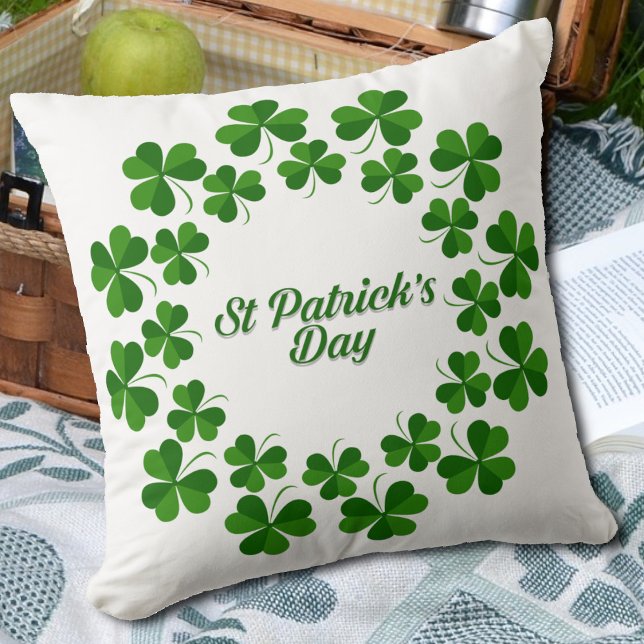 St Patricks Day Grön Shamrock Klöver Kudde (Skapare uppladdad)