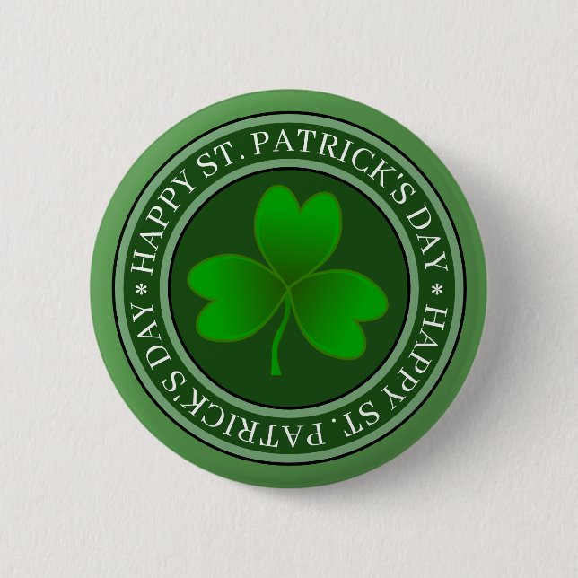 St Patricks Day Grön Shamrock Knapp (Framsida)
