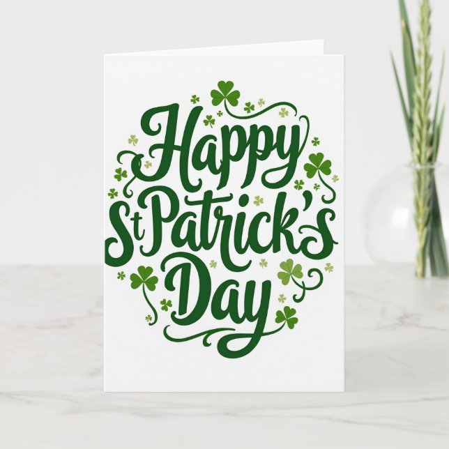 St Patricks Day Grön Skriptkort Kort (Framsida)