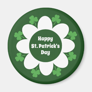St. Patrick's Day Gröna Klöver och Blommig Design Magnet