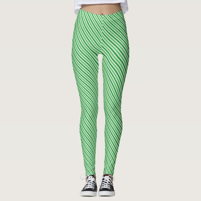 St. Patrick's Day Gröna Ränder Mönster-54608 Leggings (Framsida)